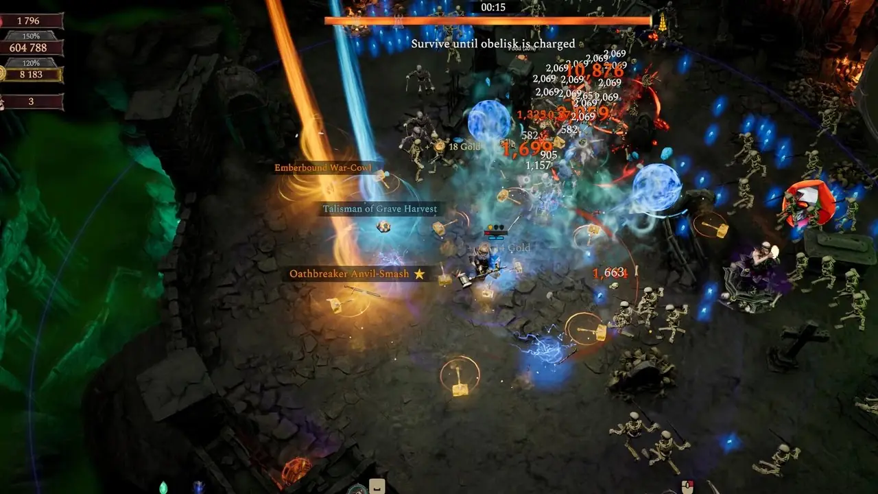 Thoren Paladin Hero attackerar fiender i Hellforged nyckelkonst
