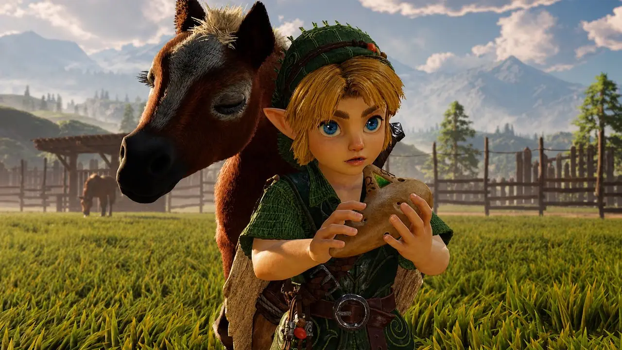 Switch 2 のゼルダ時のオカリナのリメイクでリンクと話すサリア