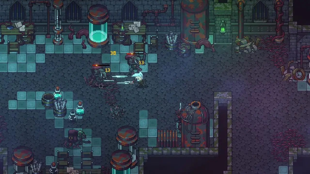 Captura de pantalla de los personajes de Stardew Valley y Diablo sobre Emberville